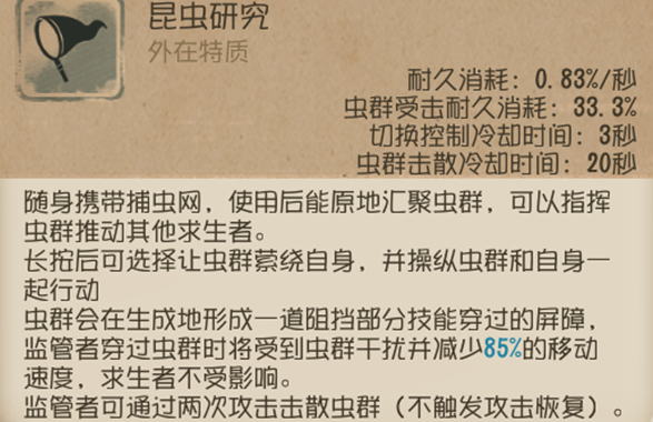 第五人格昆虫学者强度如何