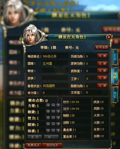 御龙在天各职业属性怎么加点