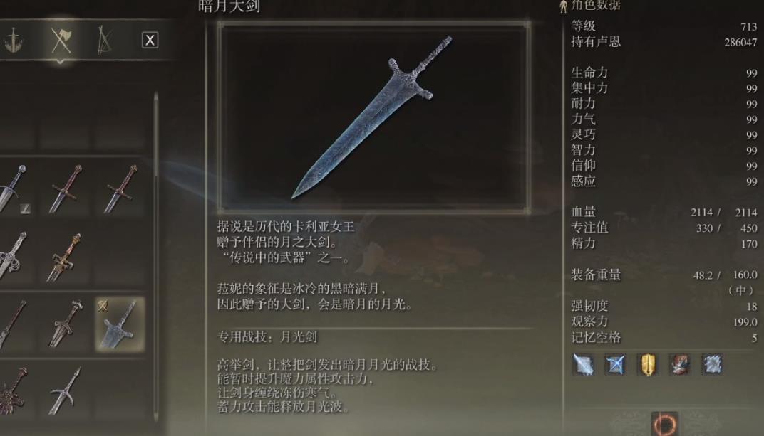艾尔登法环暗月大剑怎么配装